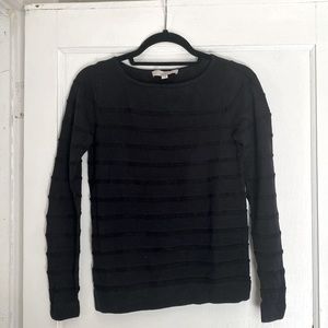 Black cardigan with textured horizontal stripes